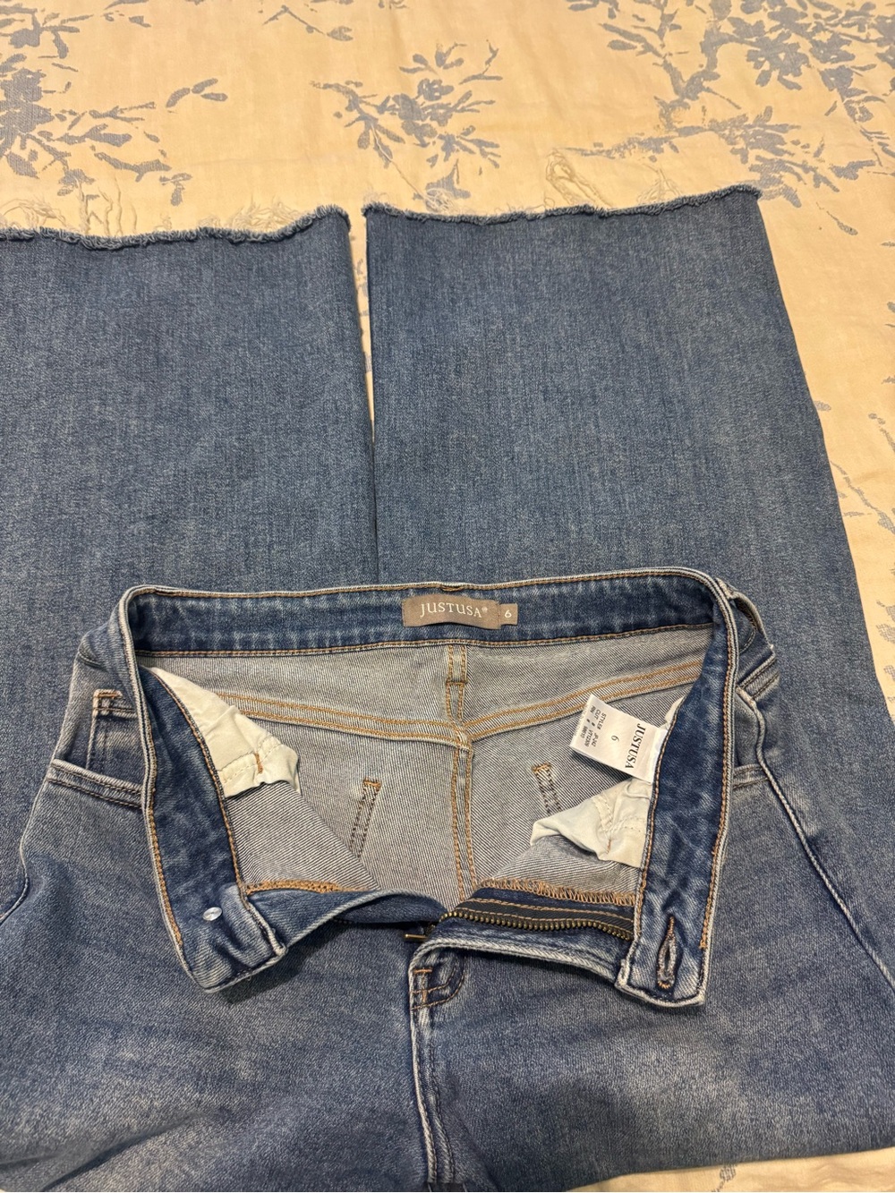 Just USA Medium Blue Raw-Hem Ankle Jeans- Worn 1 time